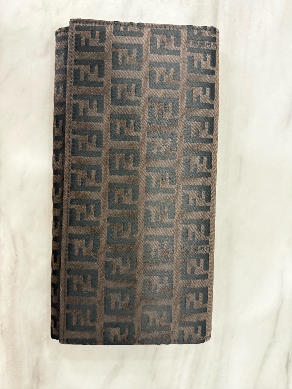Authentic Fendi Zucca FF Monogram Tobacco Canvas Continental Snap Wallet Italy